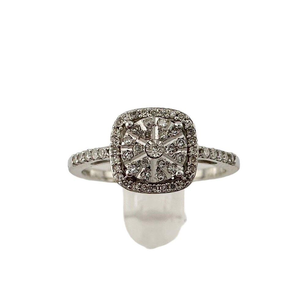 Eye-catching  1/4 Carat Natural Diamond Ring Illusion Set in Sterling Size 7